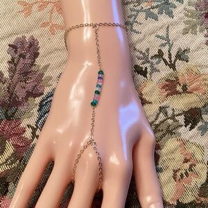 Gold Hand Chain Ring Chain Ethiopian Welo Opal Bracelet 8”